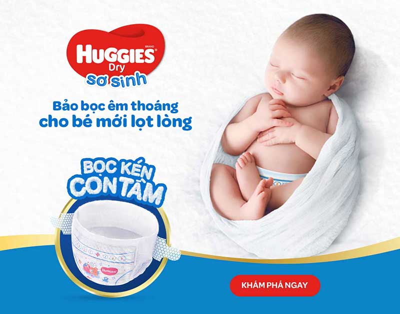 Pop up Huggies dry sơ sinh bọc kén con tằm