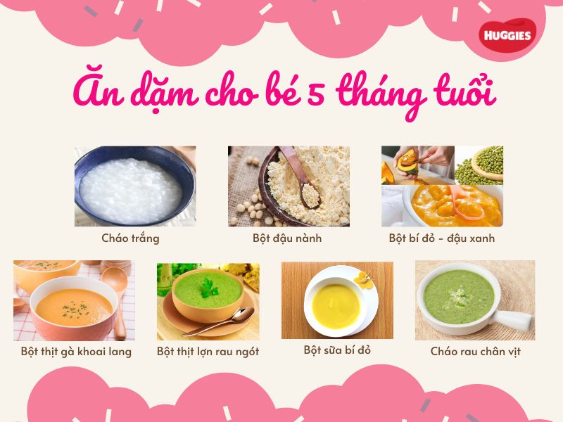 Thực đơn ăn dặm cho bé 5 tháng