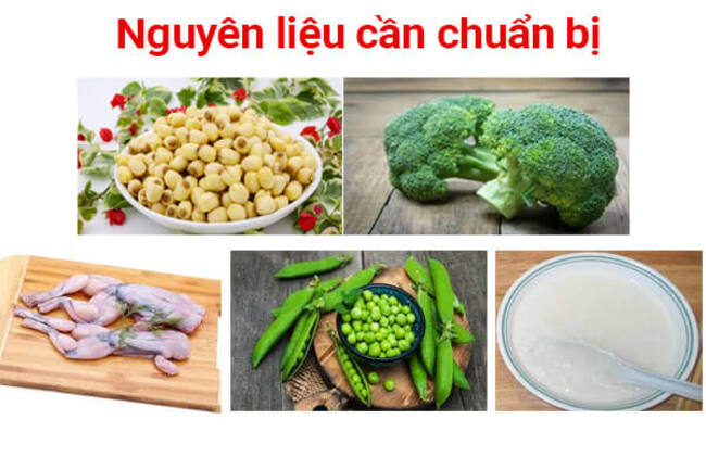 Nguyên liệu nấu cháo ếch hạt sen cho bé ăn dặm