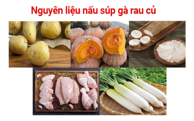 Nguyên liệu nấu súp gà rau củ