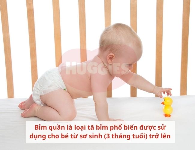 Bỉm quần là loại tã bỉm phổ biến được sử dụng cho trẻ sơ sinh