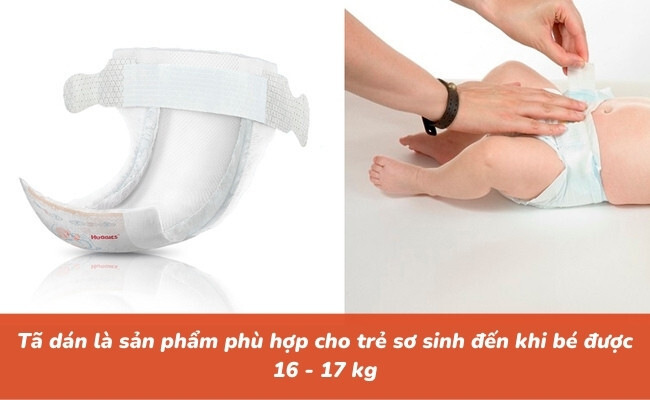 Tã dán phù hợp với trẻ sơ sinh đến trẻ 16 - 17kg