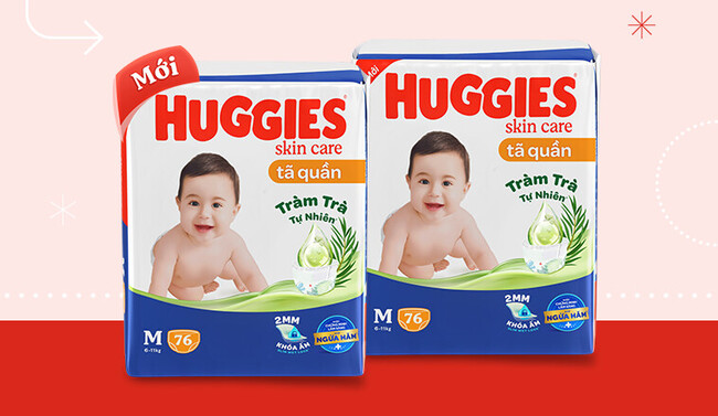 Tã cho bé Huggies tràm trà nhẹ dịu cho làn da