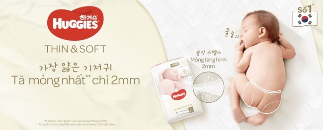 Tã Huggies Thin & Soft có thiết kế mỏng nhẹ