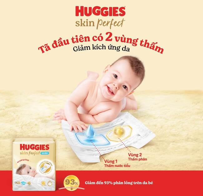 Tã Huggies Skin Perfect 2 vùng thấm