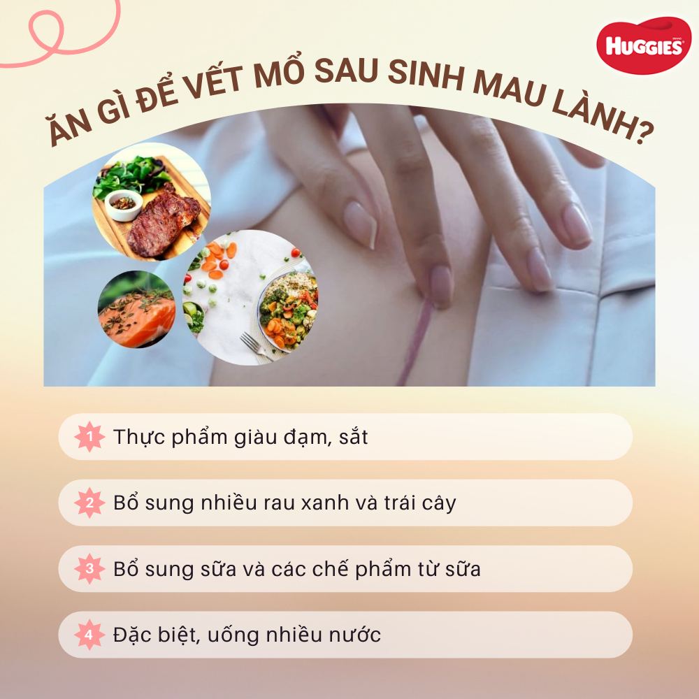 Ăn gì để vết mổ sau sinh nhanh lành