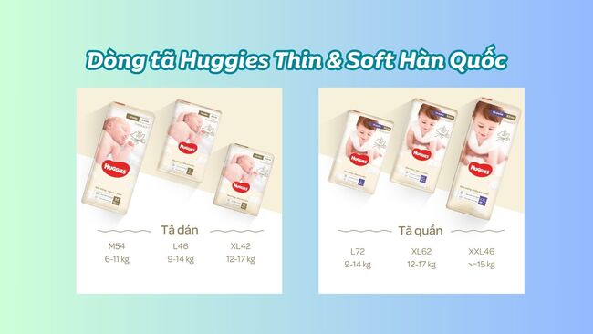 Dòng tã Huggies Thin & Soft Hàn Quốc