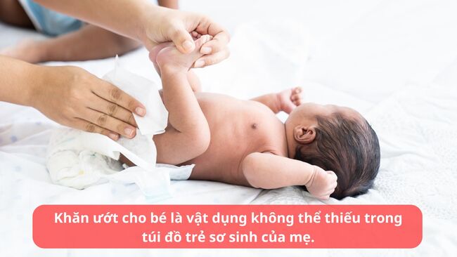 Khăn giấy ướt cho trẻ sơ sinh là vật dụng không thể thiếu trong túi đồ trẻ sơ sinh của mẹ