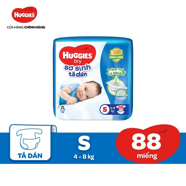 Tã dán size S Huggies Dry Tràm trà tự nhiên